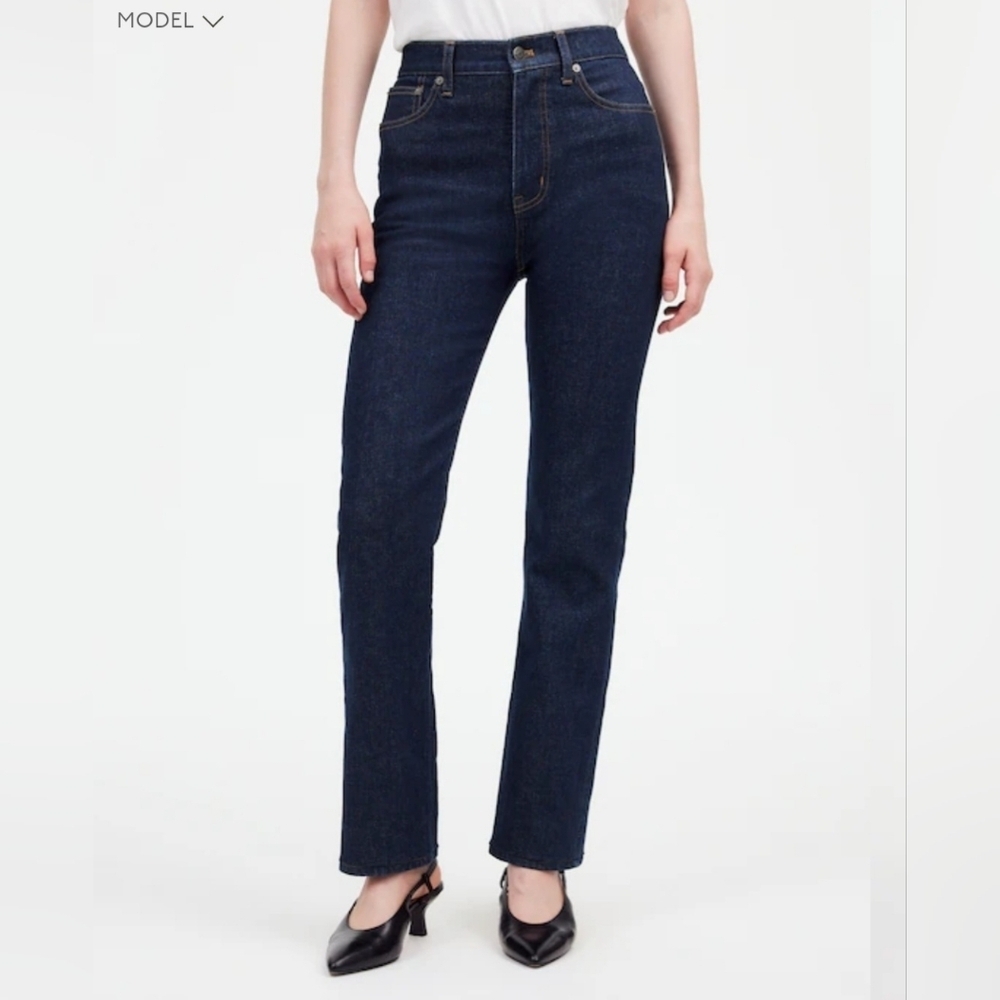 Madewell 90s Straight High Waist Dark Wash Blue Jeans, Women's Sz 27. New
